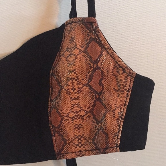 Urban Outfitters Python Tie Back Ultra Cropped Bralette Top - Picture 9 of 14